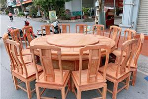 缅甸花梨220圆餐桌带14把椅子