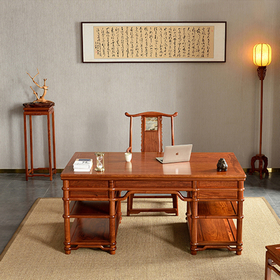 缅甸花梨明式圆包圆办公桌